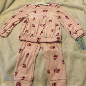 Cat & Jack Toddler Girls' 2pc Velour Floral Long Sleeve Top & Bottom Set 2T